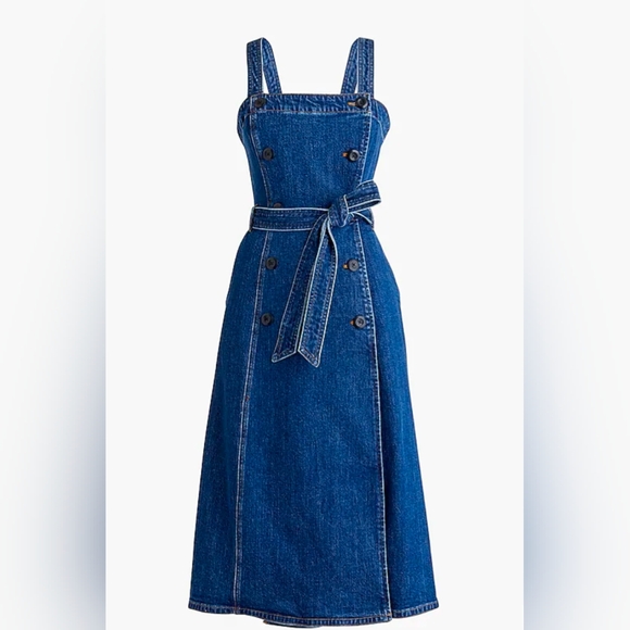 JCREW 💙DENIM💙 BUTTON TRENCH DRESS // SIZE 6 - Picture 6 of 8